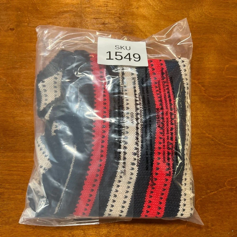 Marc By Marc Jacobs Sweater Top Womens L Blue Red Striped Linen Cotton Zip Back